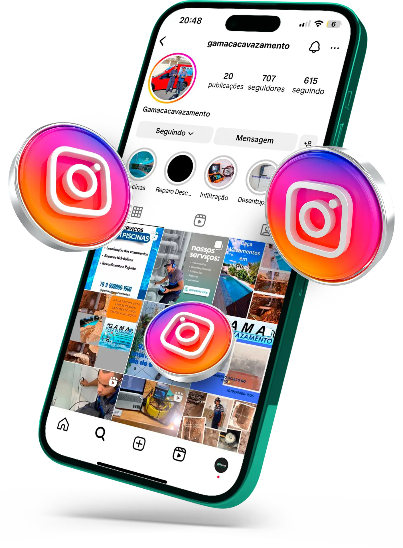 Perfil da GAMA Caça Vazamento no Instagram